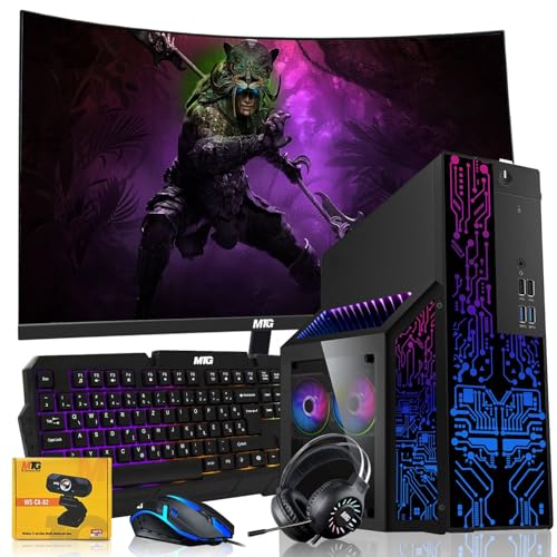 TechMagnet Nova Gaming Desktop PC Bundle with Core i7 32GB RAM 1TBSSD 27 inch Curved Monitor RTX 3060 Graphics RGB Keyboard with AI-Enabled Copilot Key Mouse Headphones Webcam Windows 11 Pro(Renewed)
