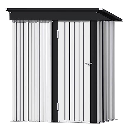 Devoko Outdoor Storage Shed 5 x 3 FT Lockable Metal Garden Shed Steel Anti-Corrosion Storage House with Single Lockable Door for Backyard Outdoor Patio (Brown)