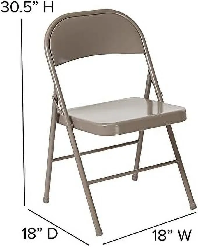 10 Pack Marvelius Double Braced Gray Metal Folding Chair