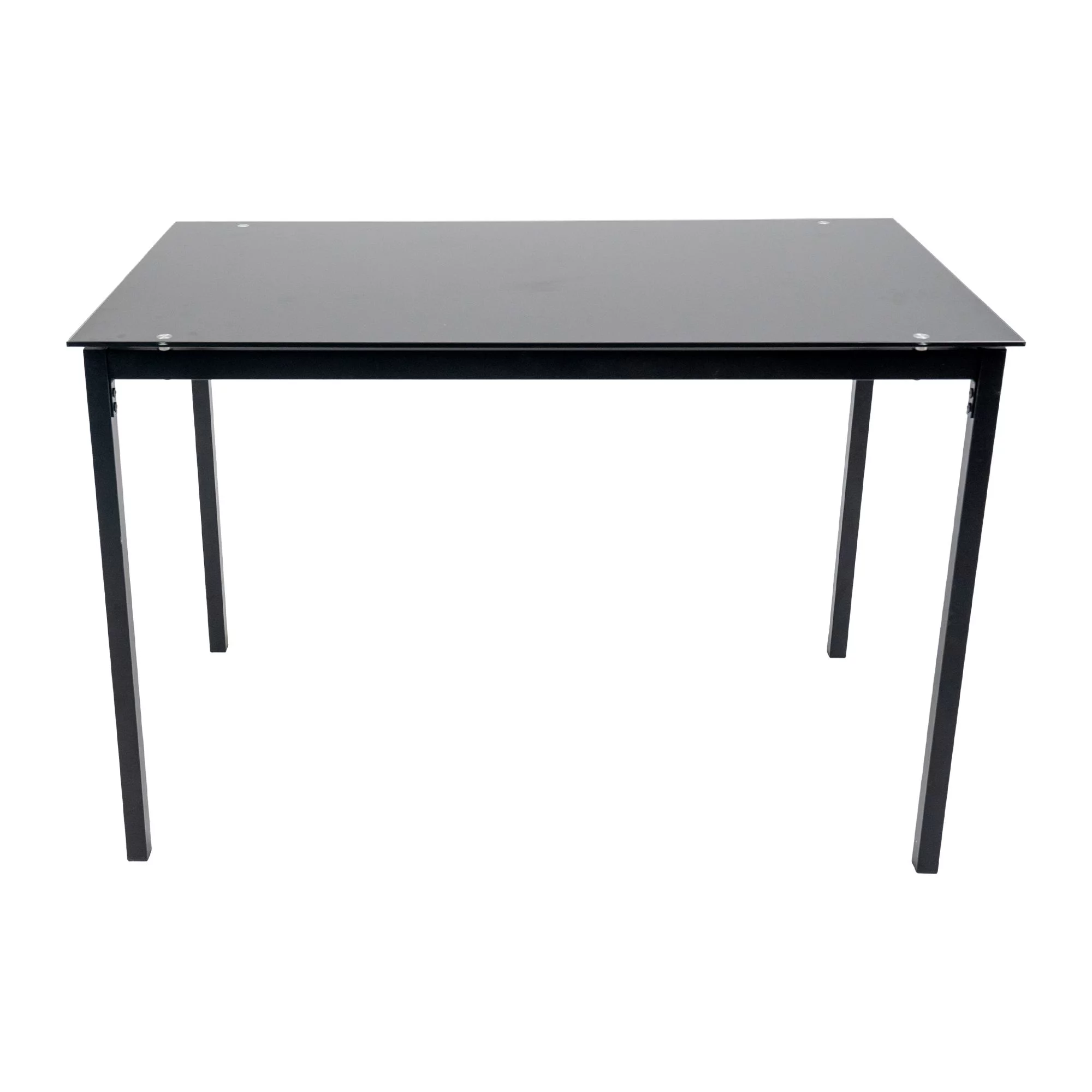 5 Piece Dining Table Set Kitchen 1 Table and 4 Upholstered Chairs Metal Frame Tempered Glass Top Black