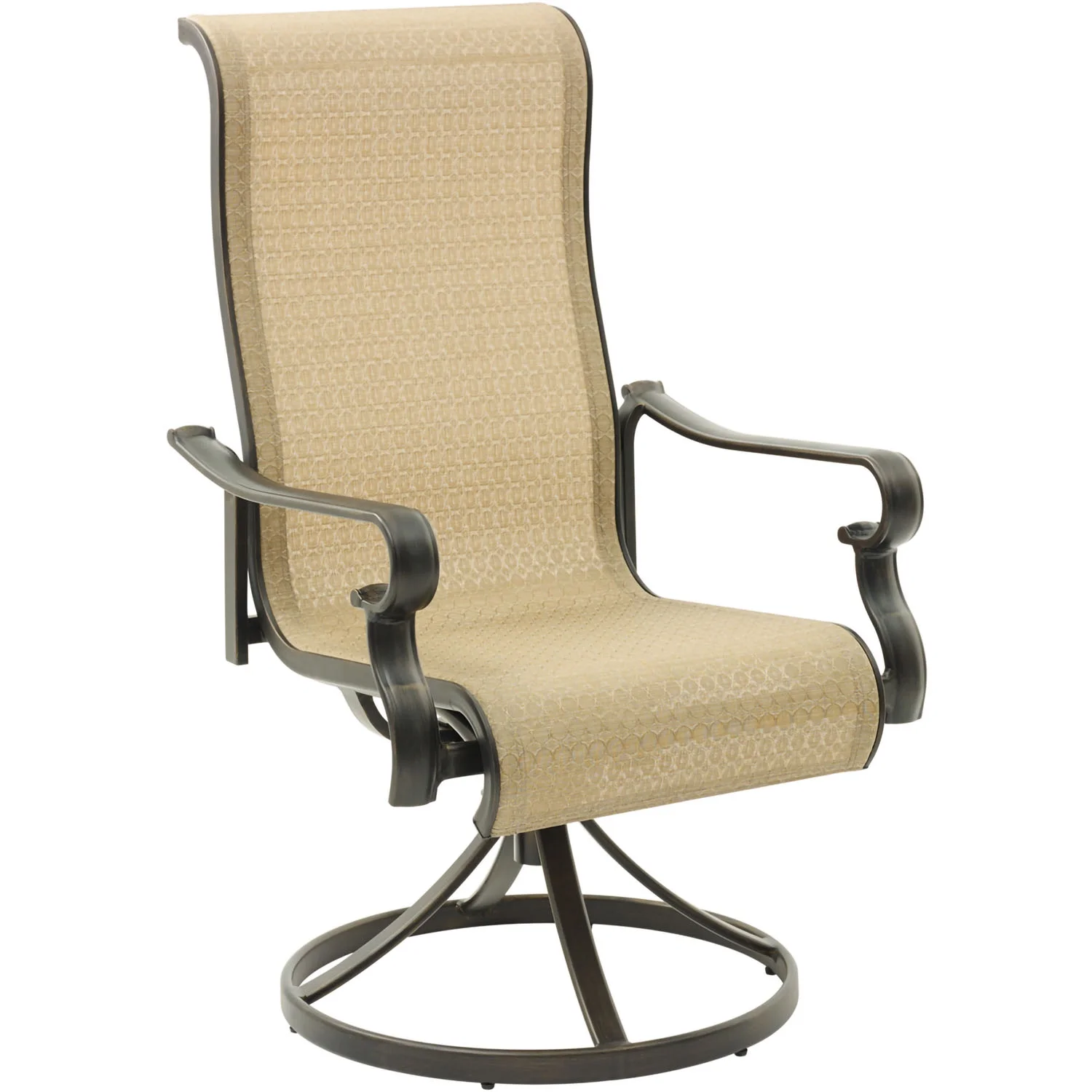 Hanover Brigantine 9-Piece Dining Set with an Expandable Cast-Top Dining Table and 8 Sling Swivel Rockers