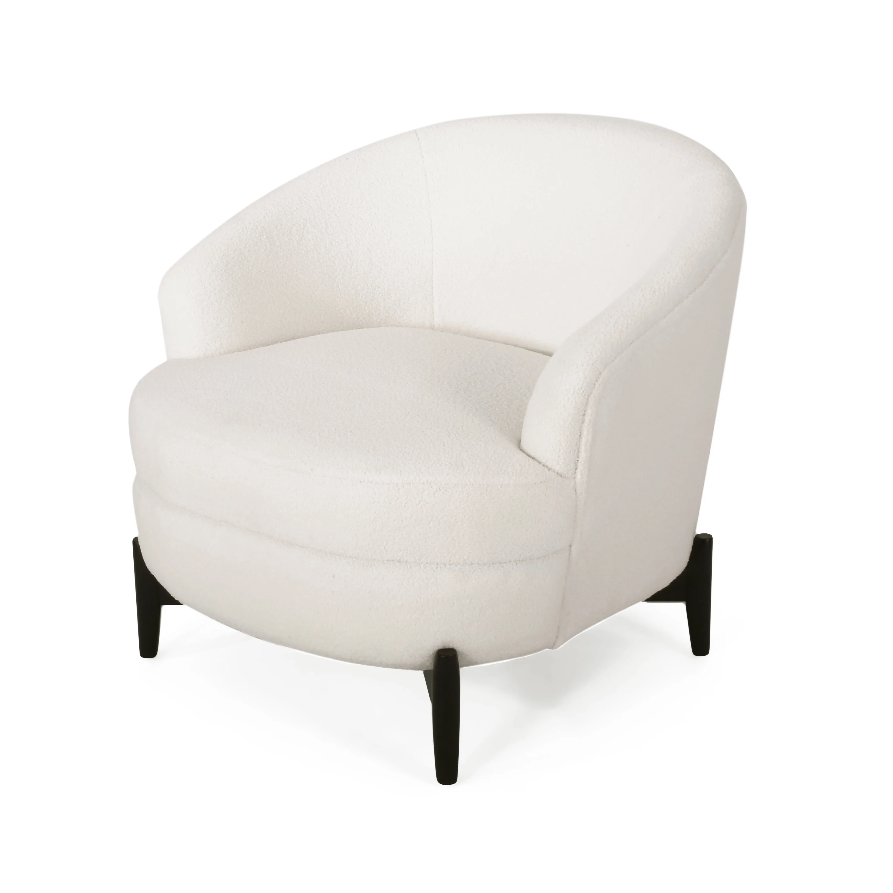 GDF Studio Anaura Contemporary Boucle Upholstered Club Chair, White and Black