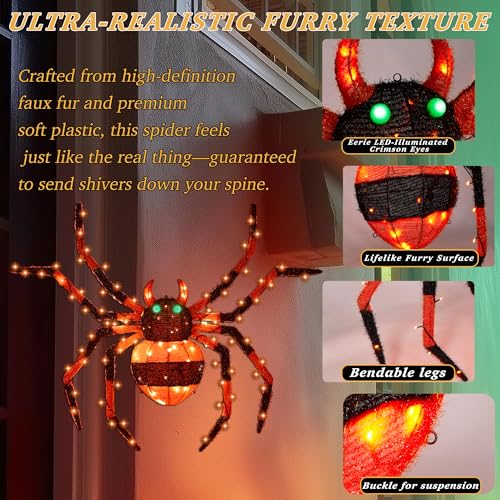 4.2Ft Giant Spider Halloween Decorations Outdoor 52