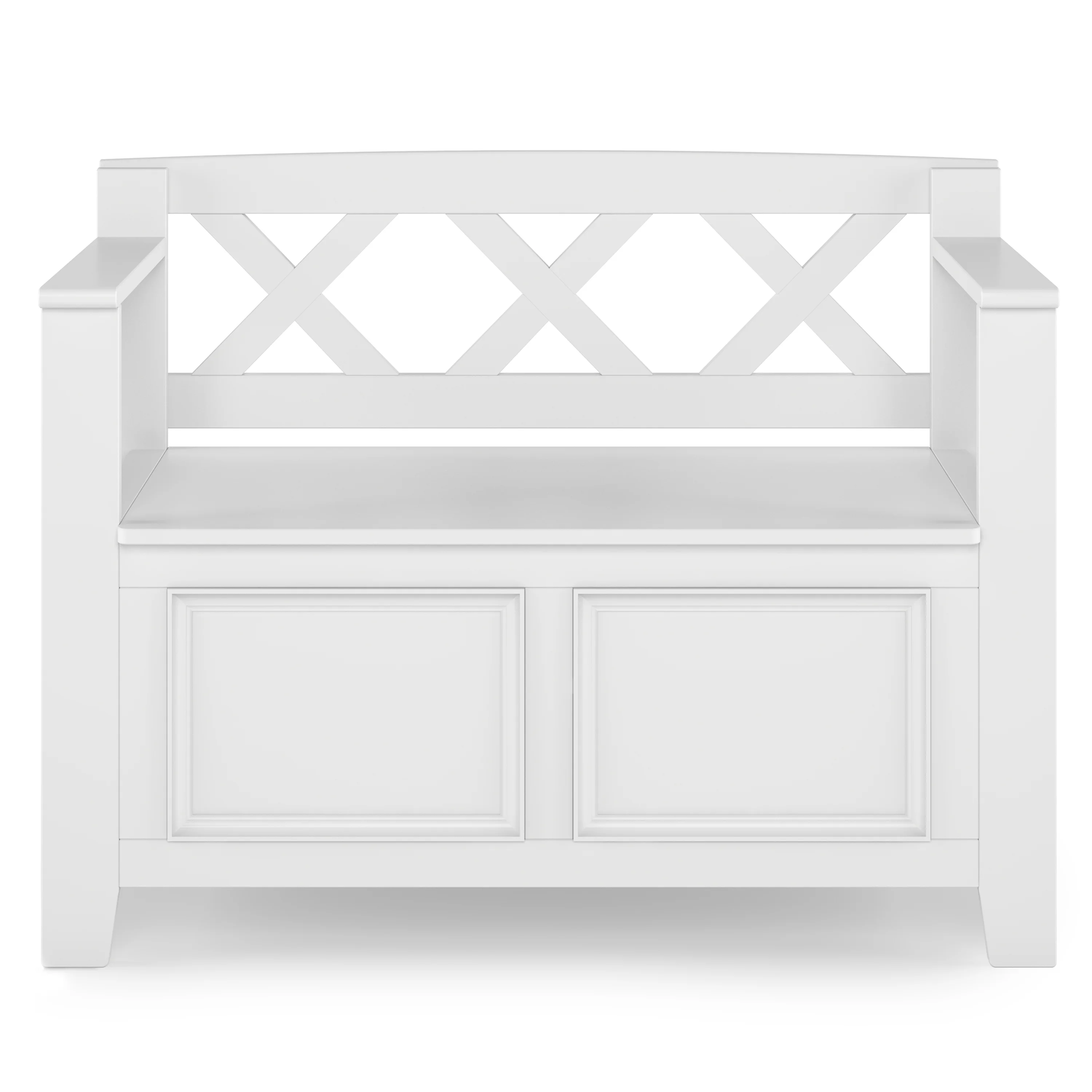 Simpli Home Amherst SOLID WOOD 36 inch Wide Small Entryway Storage Bench in White