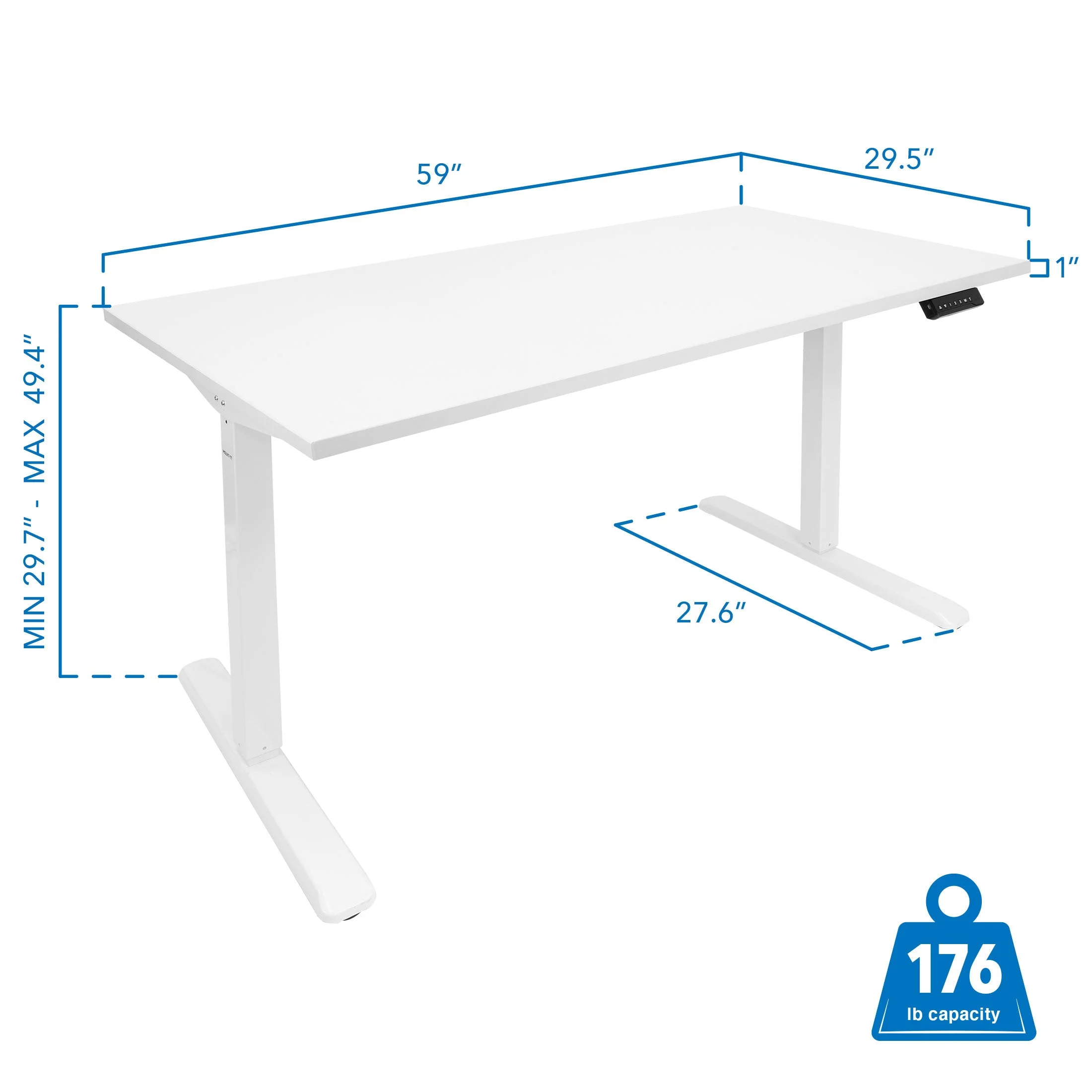 Mount-It! White Electric Standing Desk with Extra-Wide  55