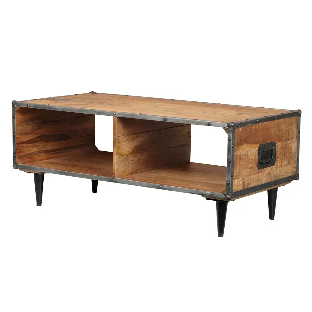 ExBrite Solid Wood Coffee Table ,Rustic Oak 24'' W X 46'' H X 19''