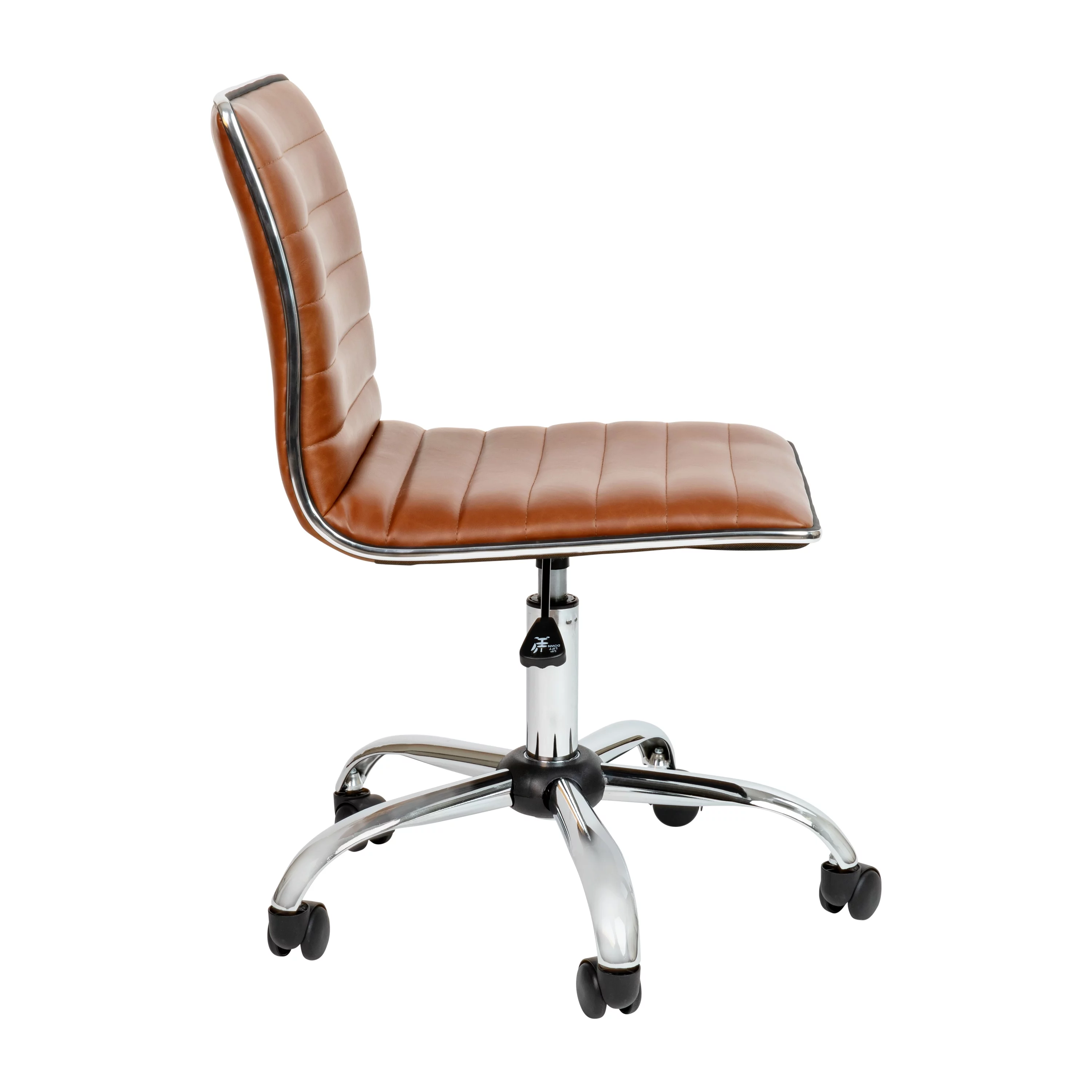 Emma + Oliver Low Back Designer Armless Brown Ribbed Swivel Task Office Chair, Desk Chair