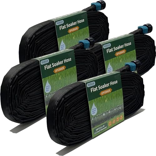 2025 Flat Soaker Hose 75 ft for Garden, 75' Linkable Drip Hose Diy Garden Irrigation System Saving 80% Water, Dual-layer Leak-free Design Water Hose with Holes