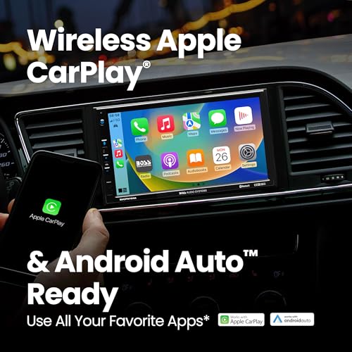 BOSS Audio Systems BCP62 Car Stereo - Apple CarPlay, Double Din, 6.2 Inch Capacitive Touchscreen, Bluetooth, No CD DVD Player, AM/FM Radio Receiver, USB