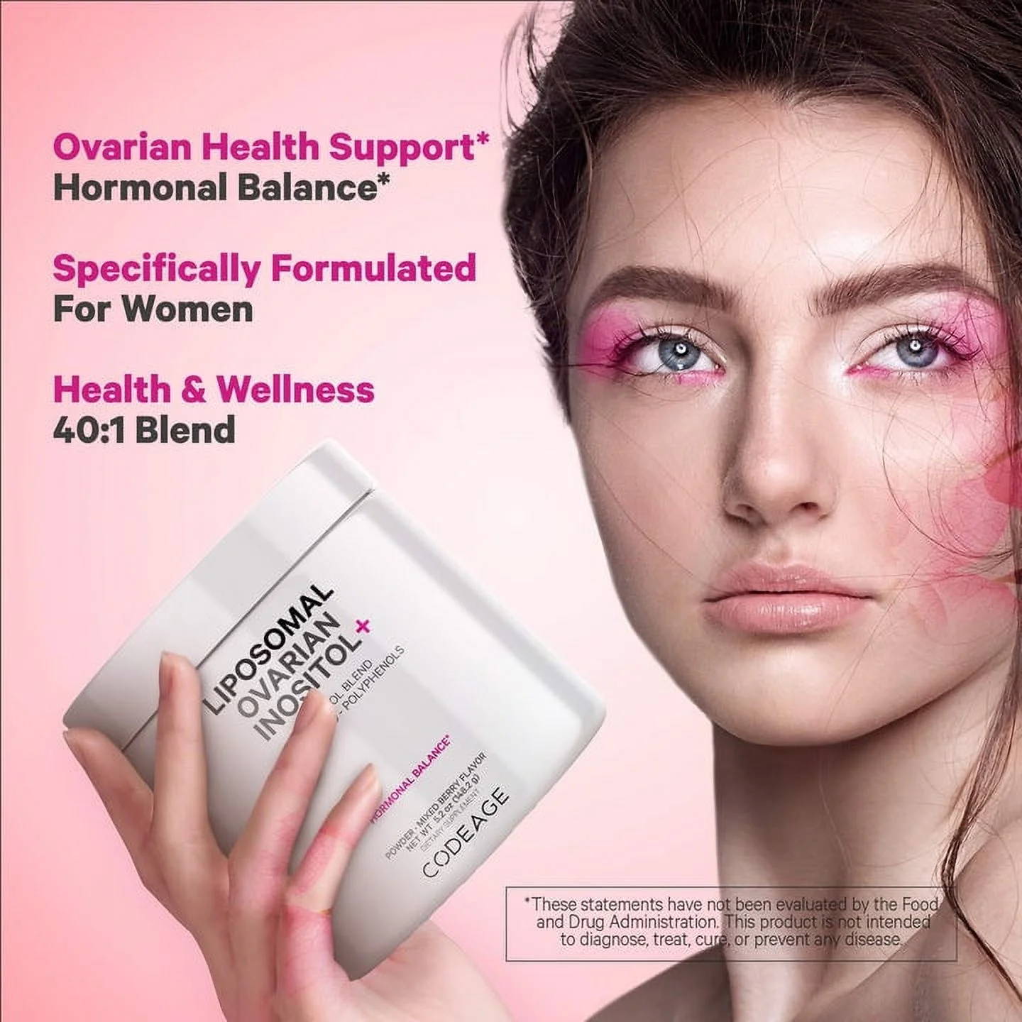 Codeage Liposomal Ovarian Inositol Powder, Myo & D-Chiro-Inositol, Folate, CoQ10 Phytosome, 5.2 oz