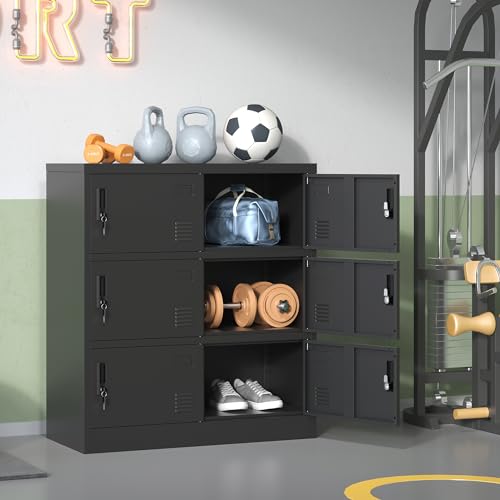 Metal Lockers for Employees,Office Storage Locker with Doors Black,Employee Locker with Lock and Card Slot,Steel Staff Locker Storage Cabinet for Gym Home Office School Garage,Assembly Required