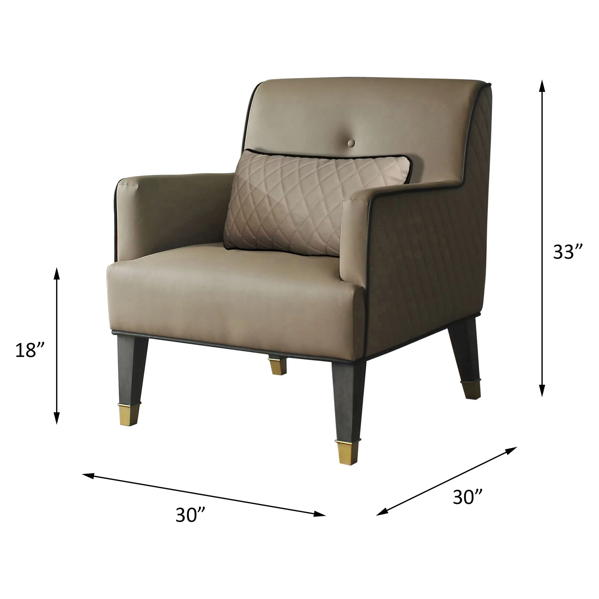ACME House Beatrice Recessed Arm Accent Chair in Tan and Charcoal
