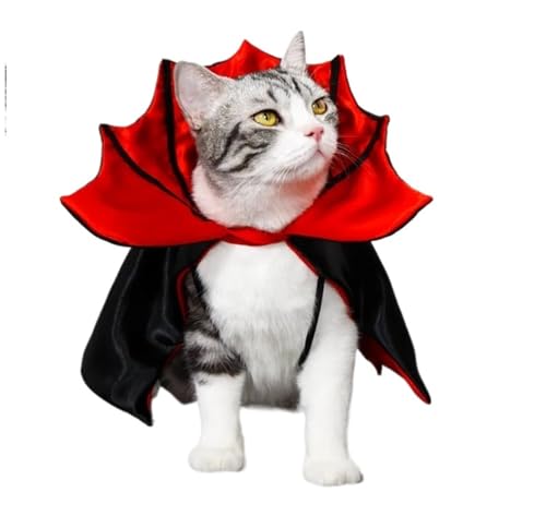 4-Piece Halloween Pet Cosplay Vampire Cloak Outfit for Small Dog Cat Kitten Puppy Pet Clothes Halloween(Red)