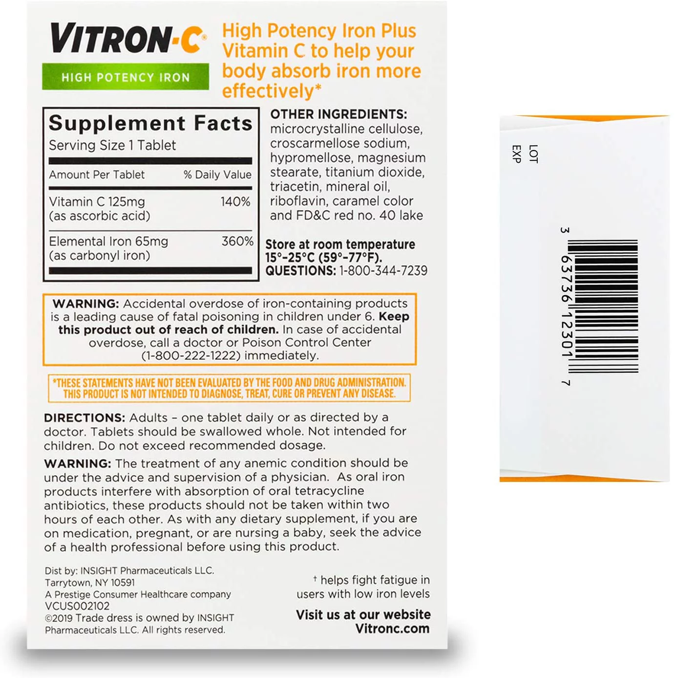 Vitron-C Coated Tablets, 60 Tablets (Pack of 4)