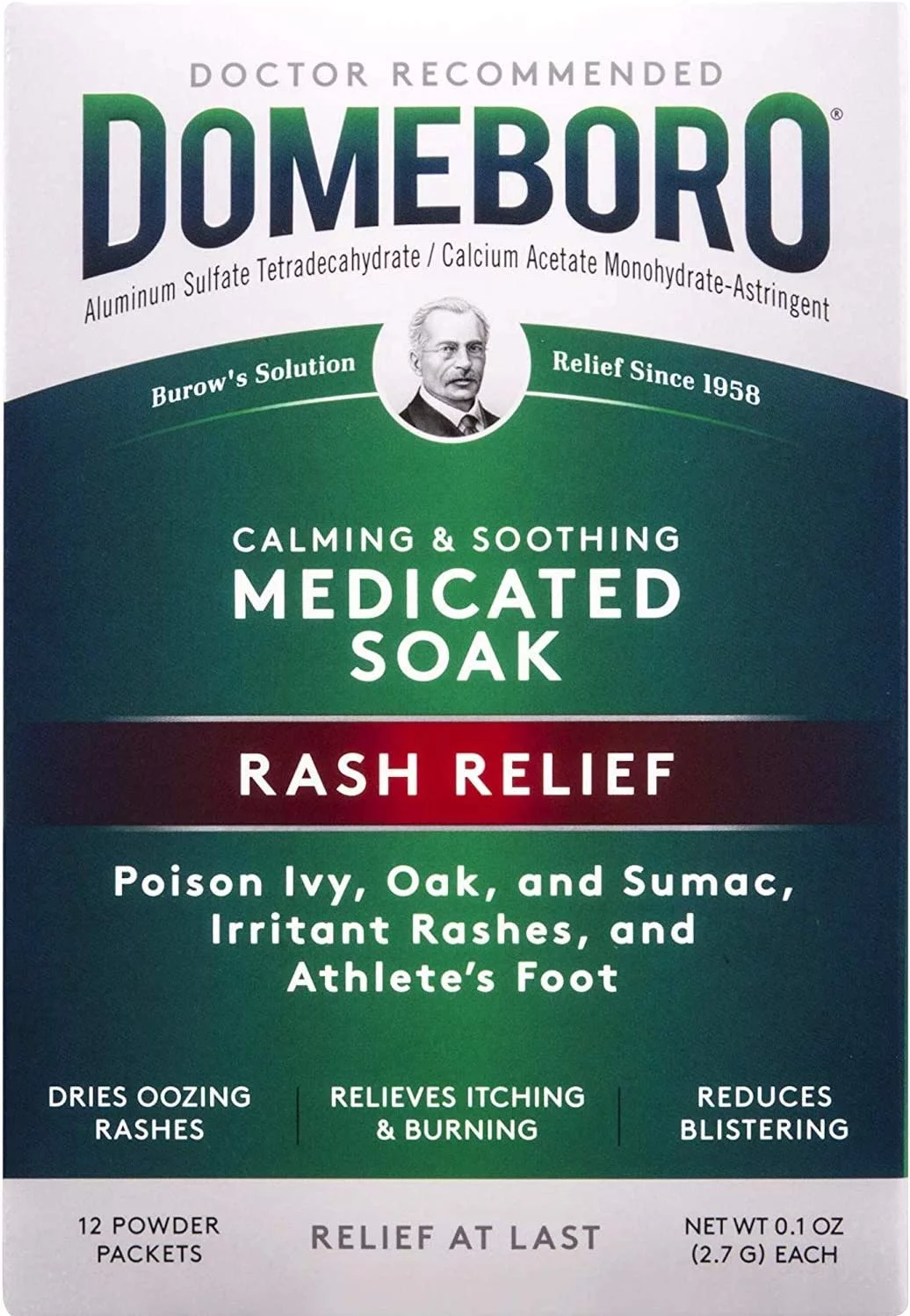 Domeboro Soothing Soak Rash Relief Poweder Packets, 12 ea (Pack of 2)