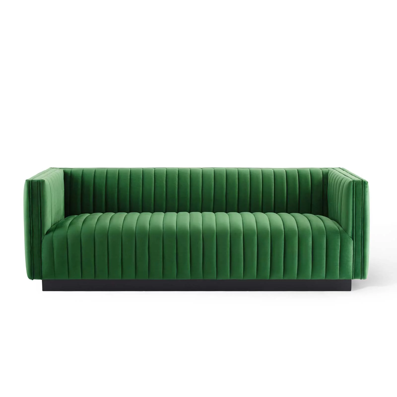 Modway Conjure Channel Tufted Velvet Sofa in Emerald