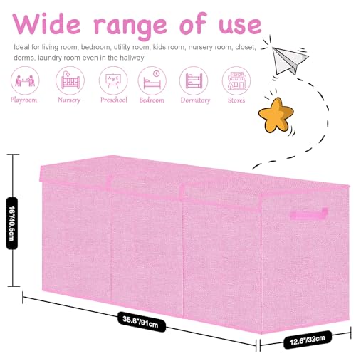 Extra Large Toy Box Chest for Girls, Collapsible Kids Toy Storage Organizer Boxes Bins Baskets, Storage for Livingroom,Playroom,Closet 35.8