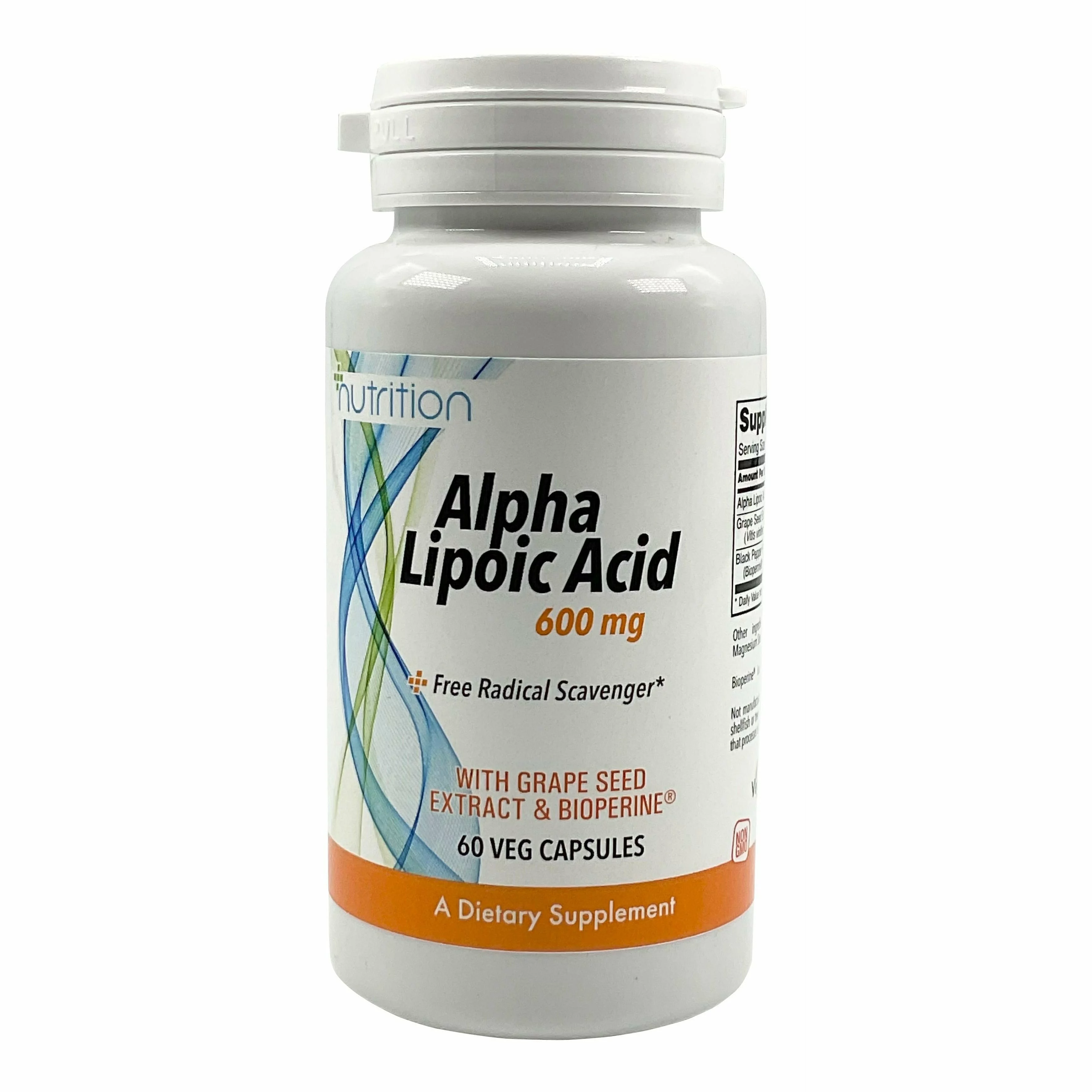 Nutri Plus Fit Alpha Lipoic Acid 600 mg with Grape Seed Extract & Bioperine&reg;, Extra Strength, 60 Veg Capsules