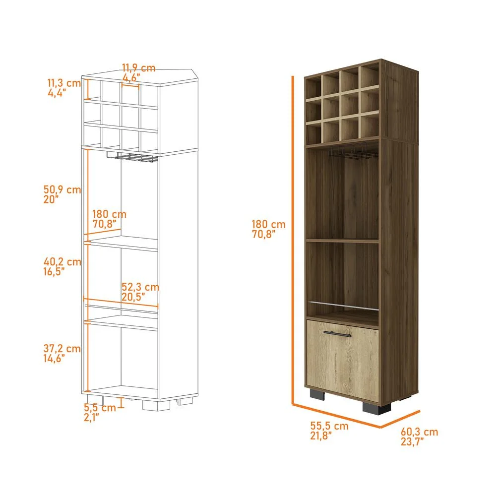 FM FURNITURE Aubree Bar Cabinet  Mahagony (brown) / Macadamia Engineered Wood