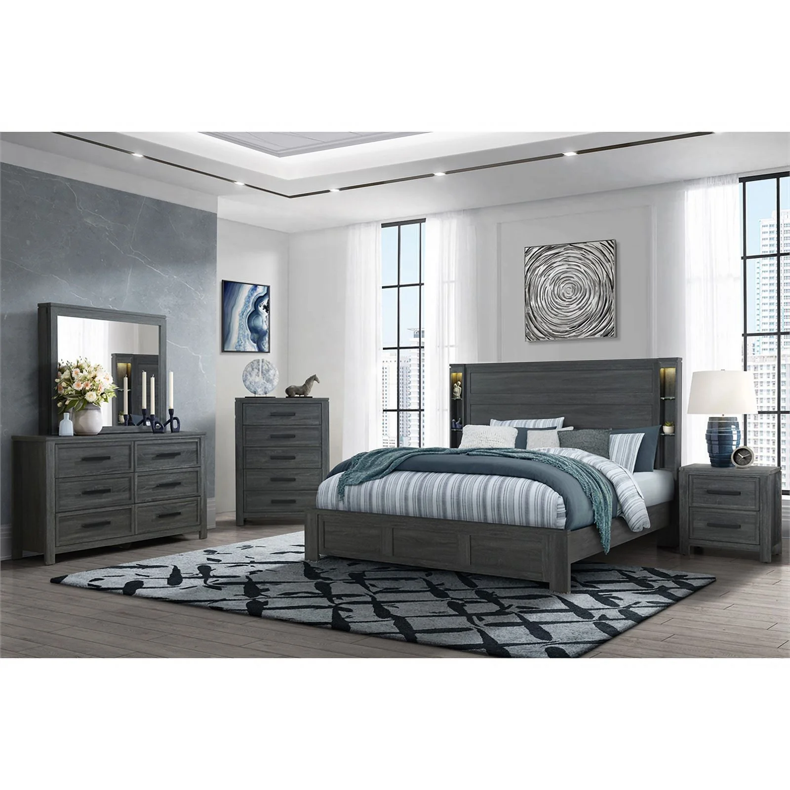 Global Furniture USA Cypress Dark Grey King Bed