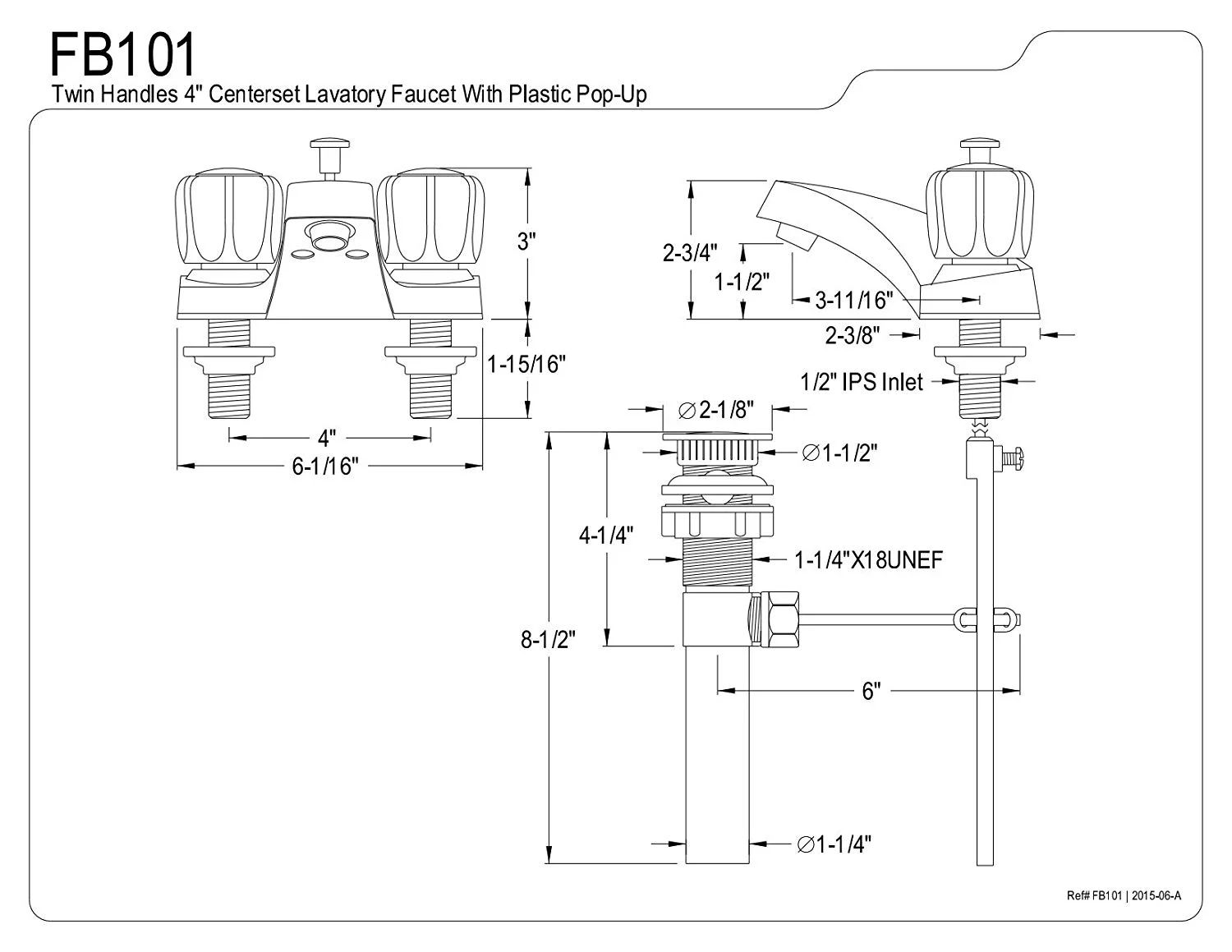 Kingston Brass FB101 4 in. Centerset Bathroom Faucet, Polished Chrome