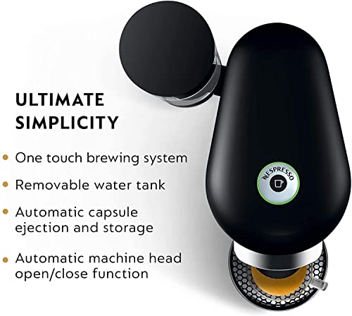Nespresso Vertuo Plus Coffee and Espresso Maker by Breville, Ink Black with Aeroccino Milk Frother