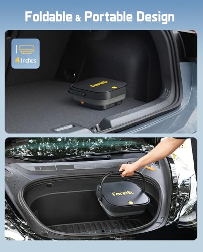 Fanttik NB8 Fold Cordless Electric Pressure Washer w/3.2Gal Tank, 5-in-1 Nozzle, Max 220PSI, 10FT Hose, 4000mAh Lithium Battery, Type-C Charging, Portable Sprayer Washer for Camping, Pet Cleaning