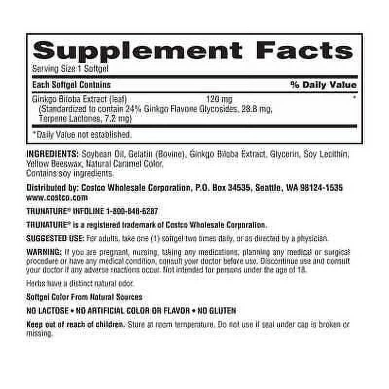 trunature Ginkgo Biloba, 340 Softgels