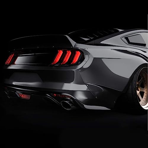 VLAND LED Rear Lights Compatible with Mustang 2015-2023 w/Sequential Amber/Red Turn Signal (5 Lighting Modes Switchable), Transparent Lens Taillight Assembly, Passenger&Driver Sides