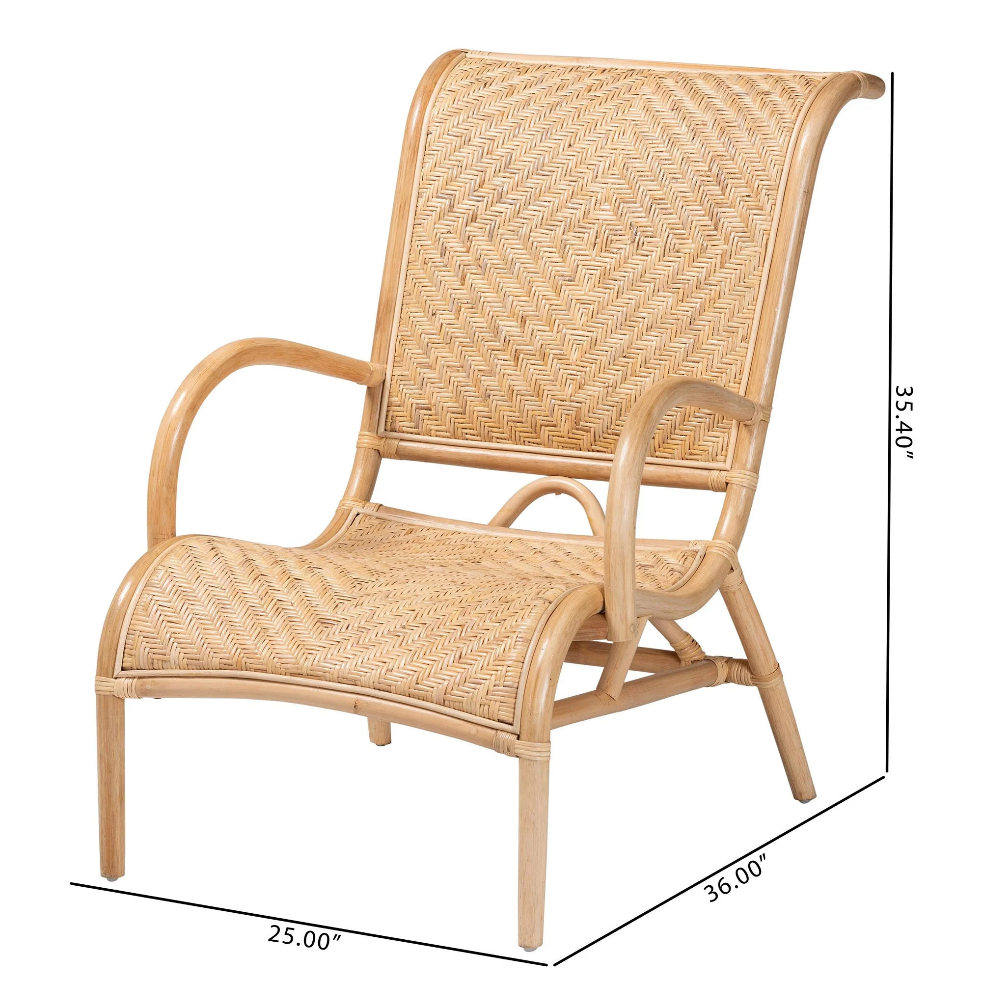 Baxton Studio Madura Modern Bohemian Natural Brown Rattan Lounge Chair