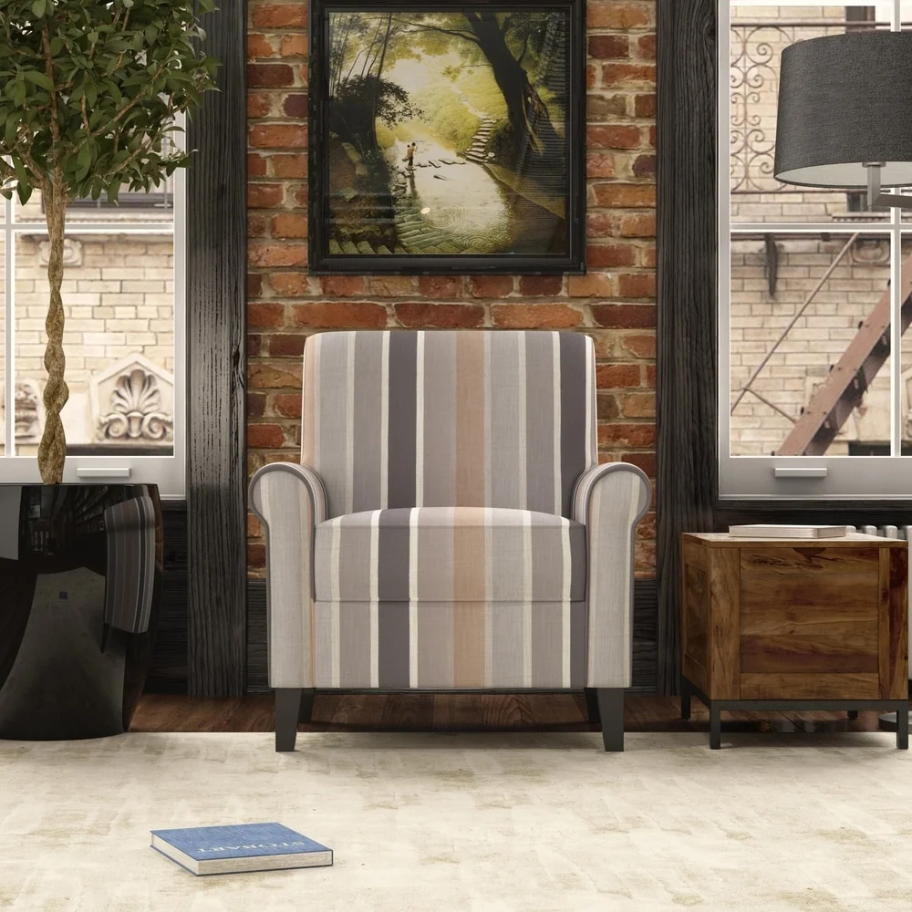 Copper Grove  Sankt Rolled Arm Chair Turquoise Stripe Striped Pattern