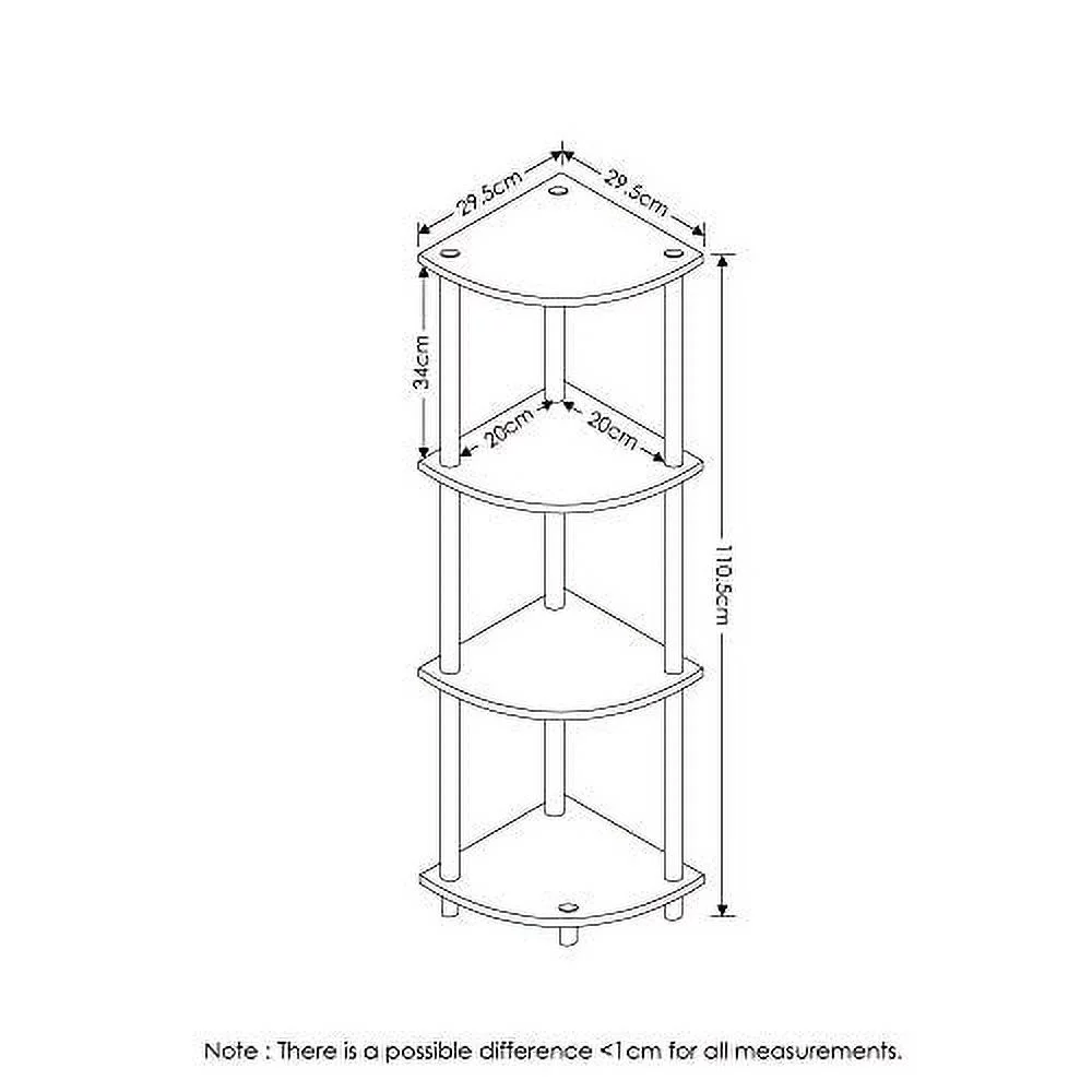 Furinno 12078EX/BK Turn-n-Tube Multipurpose 4-Tier Corner Shelf, Espresso/Black