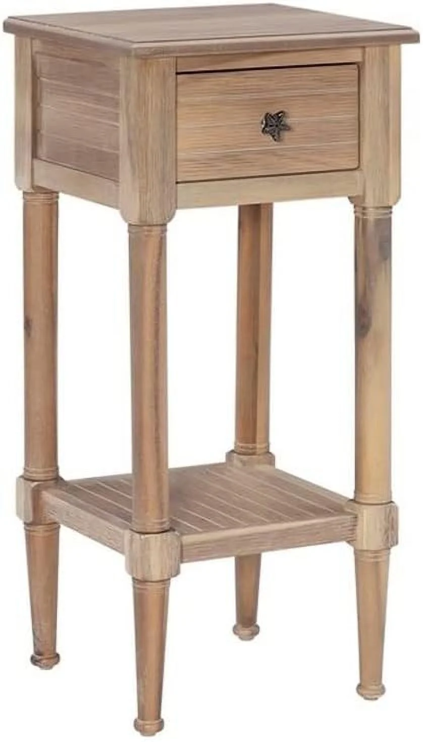 Wood Accent Starfish Coastal Side Table In Natural - Set Of 2