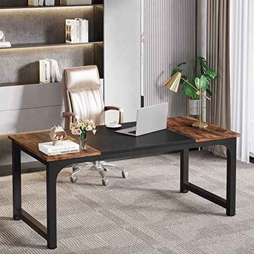 LITTLE TREE 63 Inch Large Executive Computer Office Desk, White