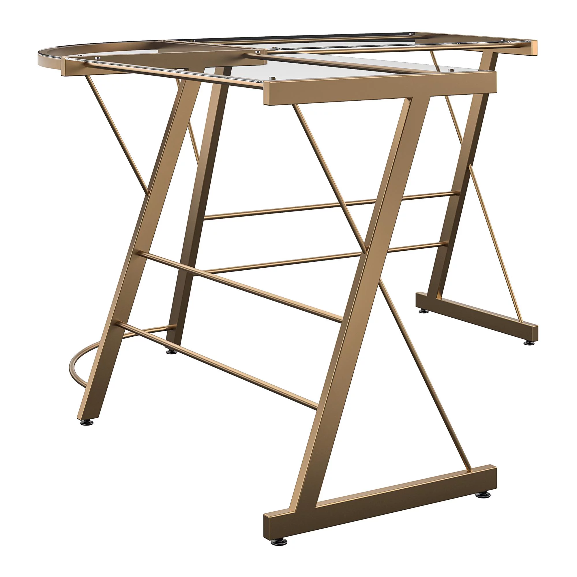 Ameriwood Home Odin Glass L-Shaped Computer Desk in Gold