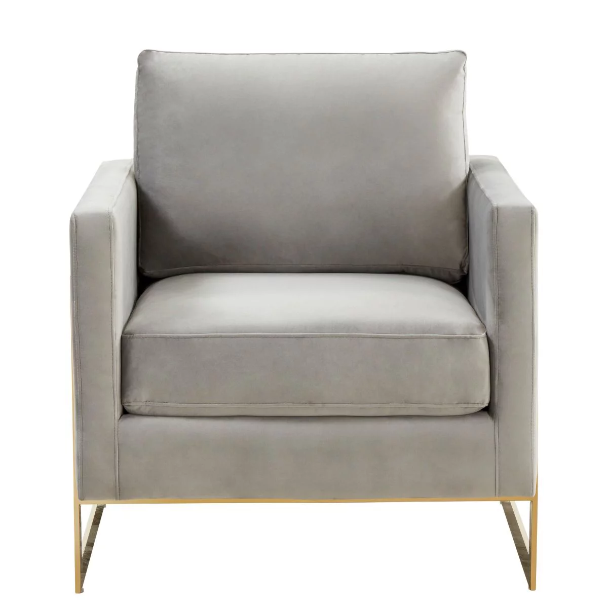 LeisureMod Lincoln Velvet Accent Chair Armchair in Light Gray
