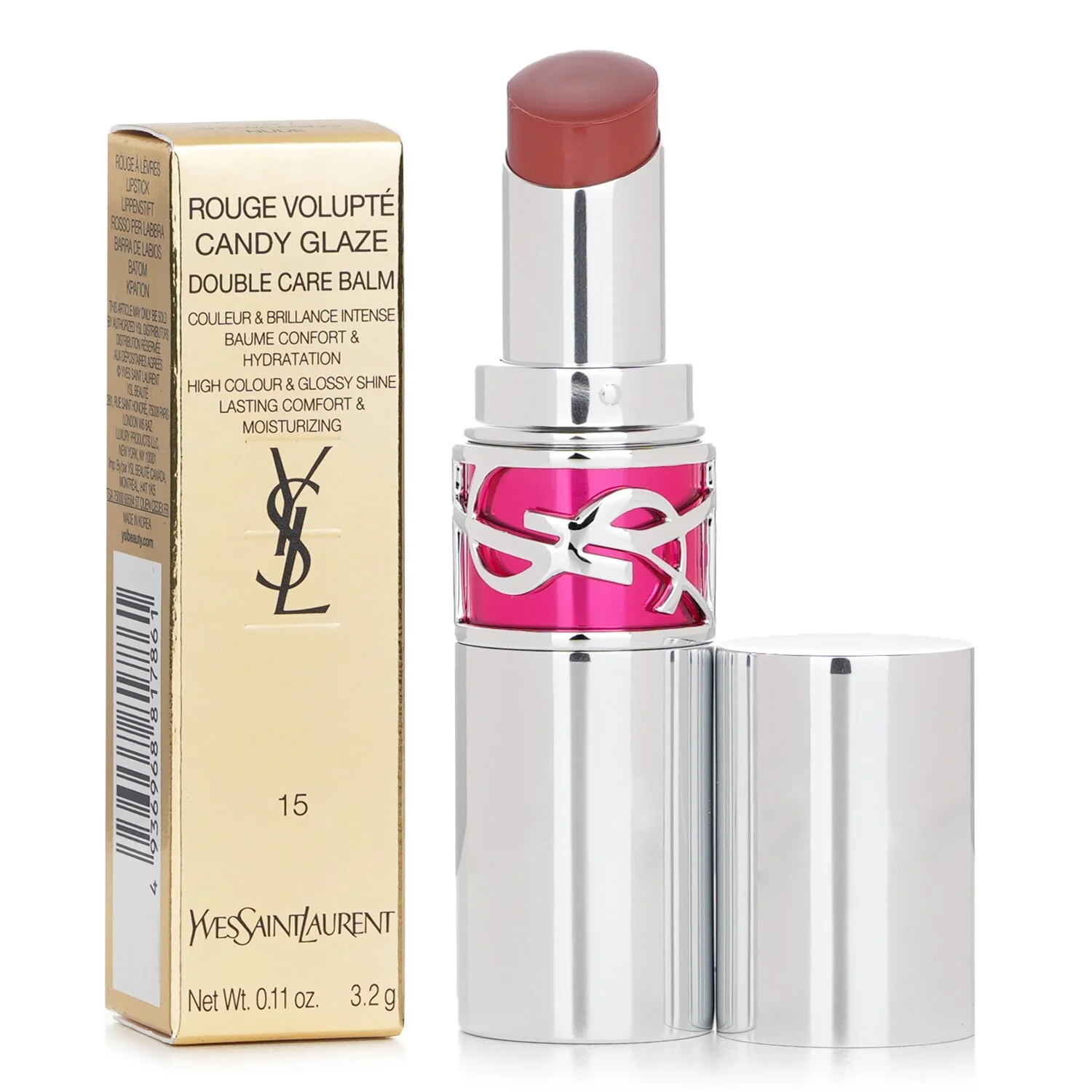 Yves Saint Laurent Rouge Volupte Candy Glaze Double Care Balm - # 4 Nude Pleasure  3.2g/0.11oz