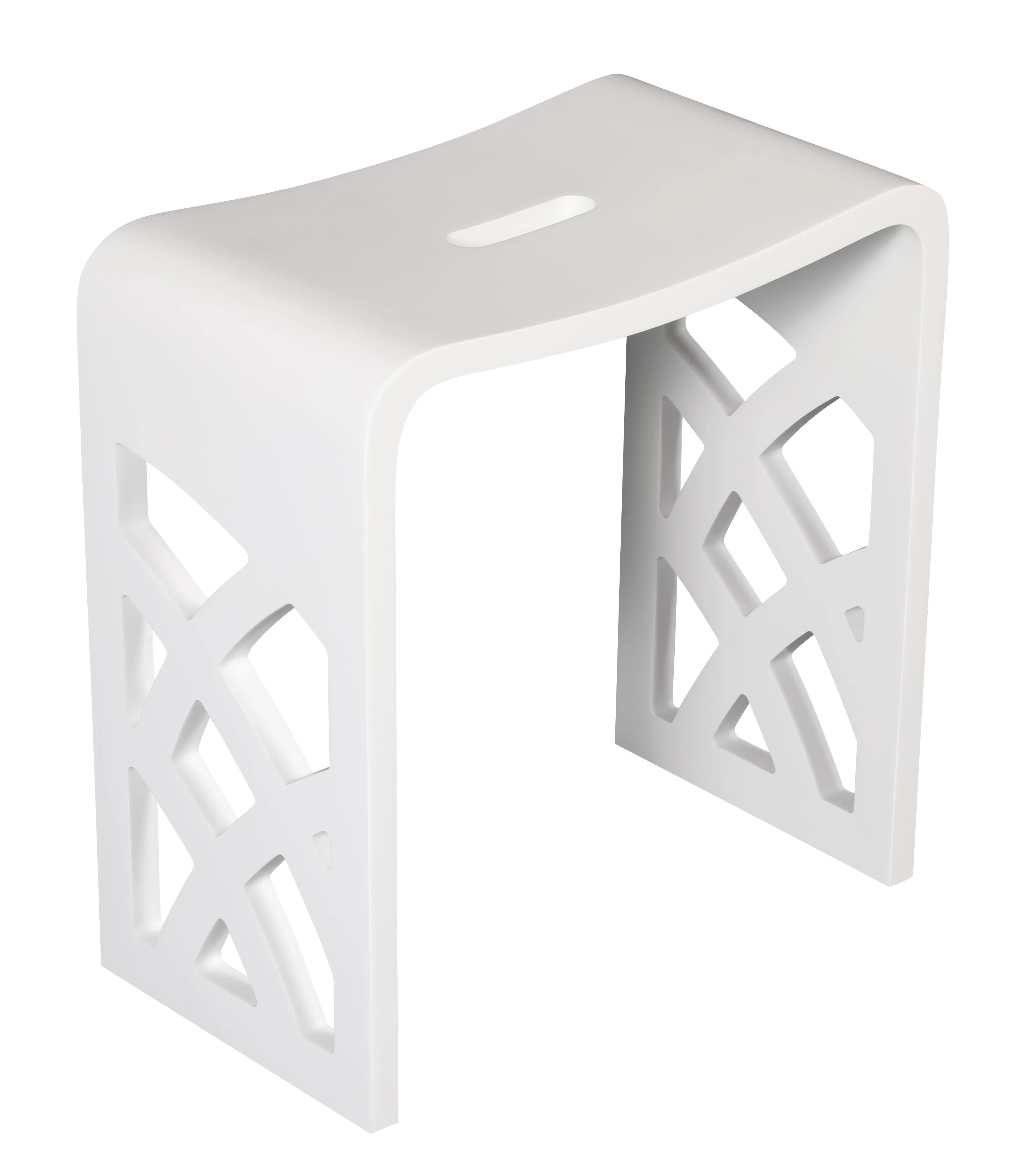 ABST88 Designer White Matte Solid Surface Resin Bathroom / Shower Stool