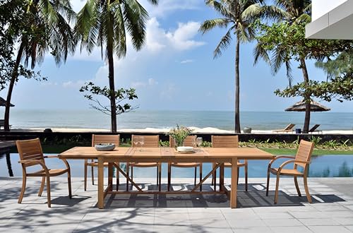 Amazonia Berlin Patio Extendable Table | Teak Finish | Durable and Ideal for Indoors and Outdoors