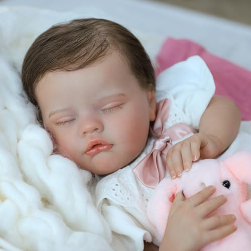 SCOM Lifelike Reborn Baby Dolls Loulou - 20 Cute Realistic Baby Girl, Weighted Full Vinyl Body Newborn Doll with Accessories for Ages 3+ | Premium Gift