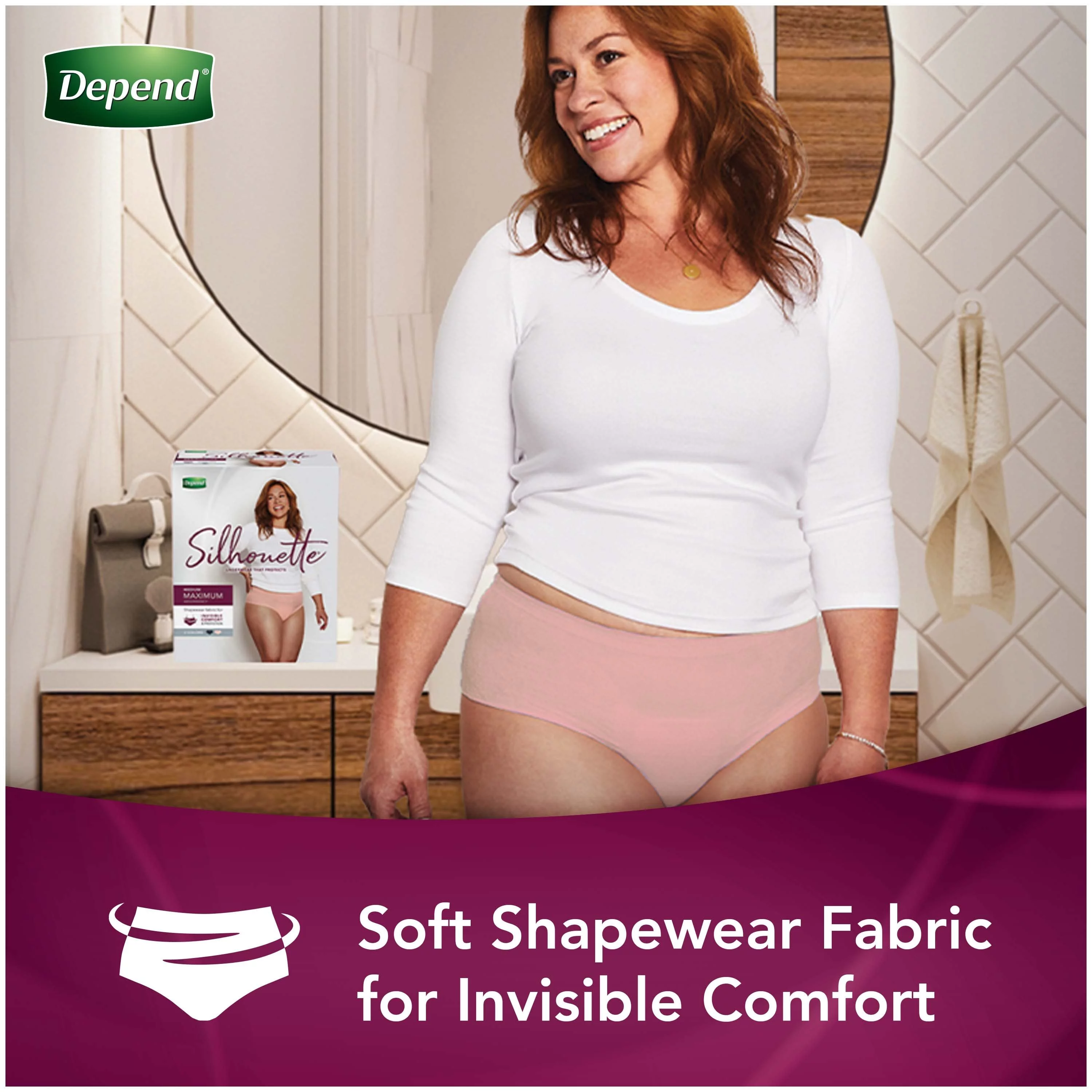 Depend Silhouette Incontinence Underwear for Women, Maximum Absorbency, S, Pink, 26ct