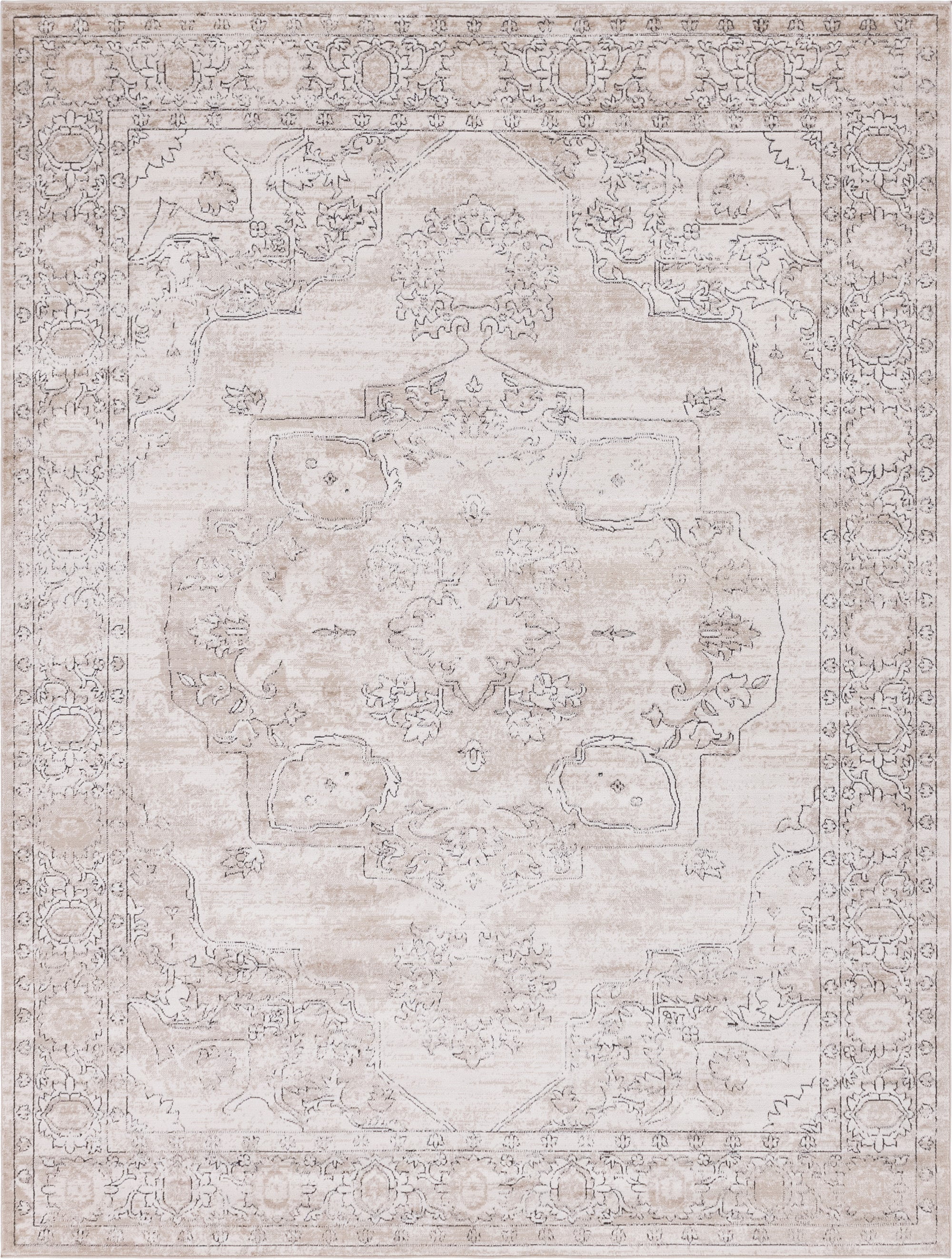 Rugs.com Oregon Collection Rug – 9' x 12' Ivory Low-Pile Rug Perfect For Living Rooms, Large Dining Rooms, Open Floorplans