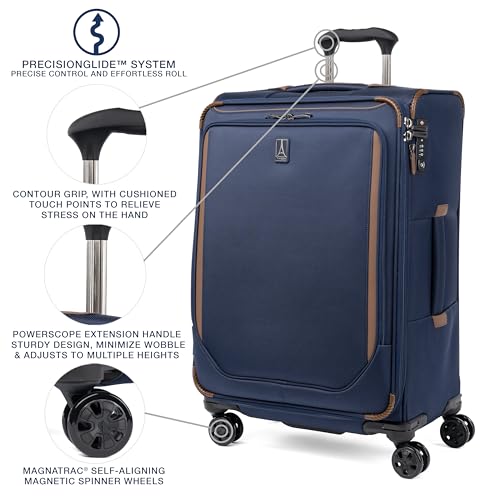 Travelpro Crew Classic Lightweight Softside Expandable Checked Luggage, 8 Wheel Spinner Suitcase, TSA Lock, Men and Women, Checked Large 29-Inch, Patriot Blue