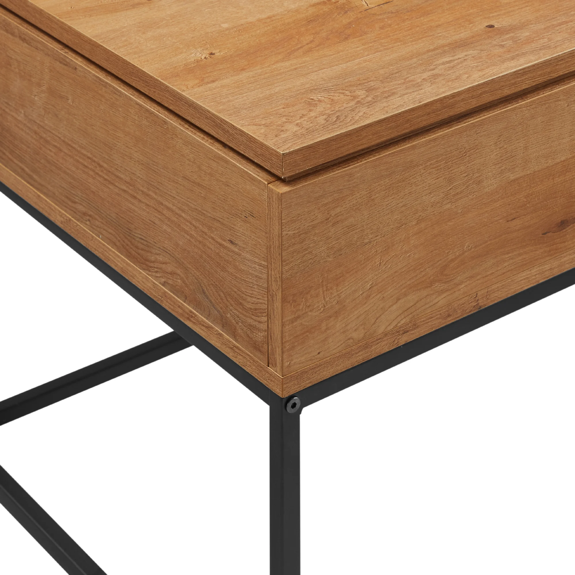 Walker Edison Modern Wood and Metal Lift-Top Coffee Table, English Oak