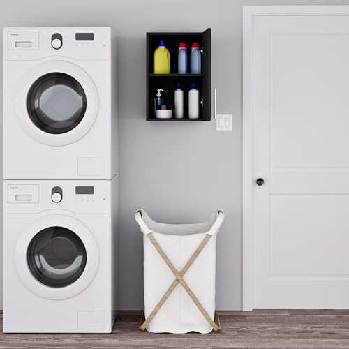 Prepac Elite 16 inch Stackable Wall Cabinet, Black