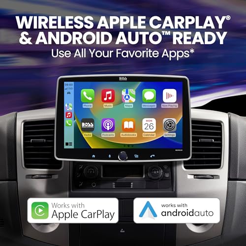 BOSS Audio Systems BVCP9700A-FL Single DIN Car Stereo Wireless Apple CarPlay, Android Auto, 7 Inch Touchscreen, Bluetooth, AM/FM Radio Receiver