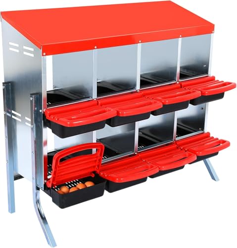 Nesting Boxes for Chickens - 6 Holes Metal Chicken Nesting Boxes for Laying Eggs,with Lockable Lid & for Egg Collection & Protection - Protect Eggs & Easy to Clean