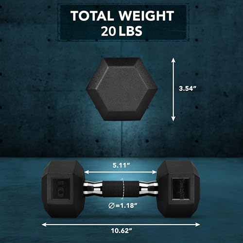 Yes4All Chrome/Rubber Grip Encased Hex Dumbbells – Hand Weights With Anti-Slip 10-30 LBS Pair