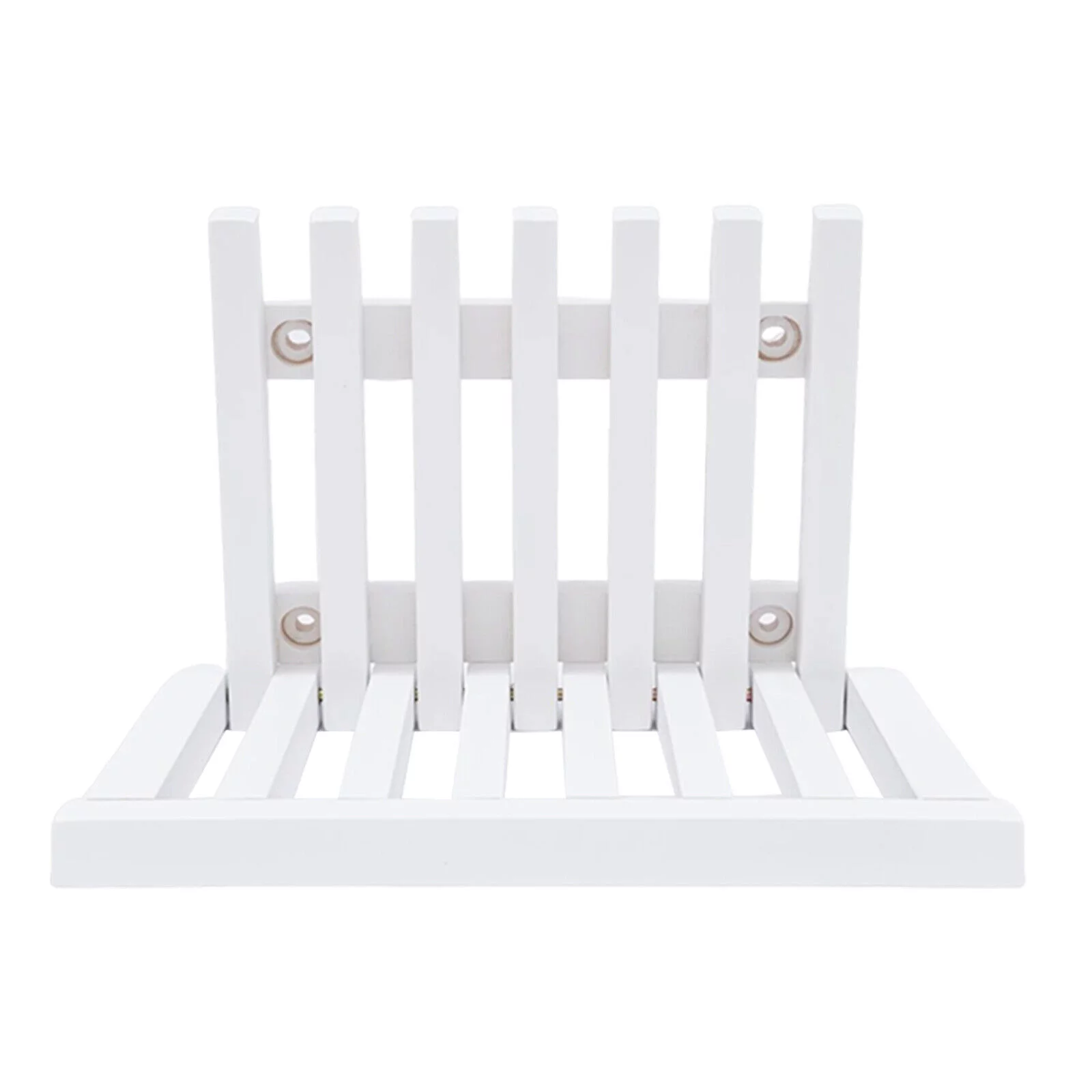 Oukaning Wall Mounted Folding Stool Chair Rubber Wood White Shower Seat Bench Load-bearing Capacity 220LBS 16x13.4in