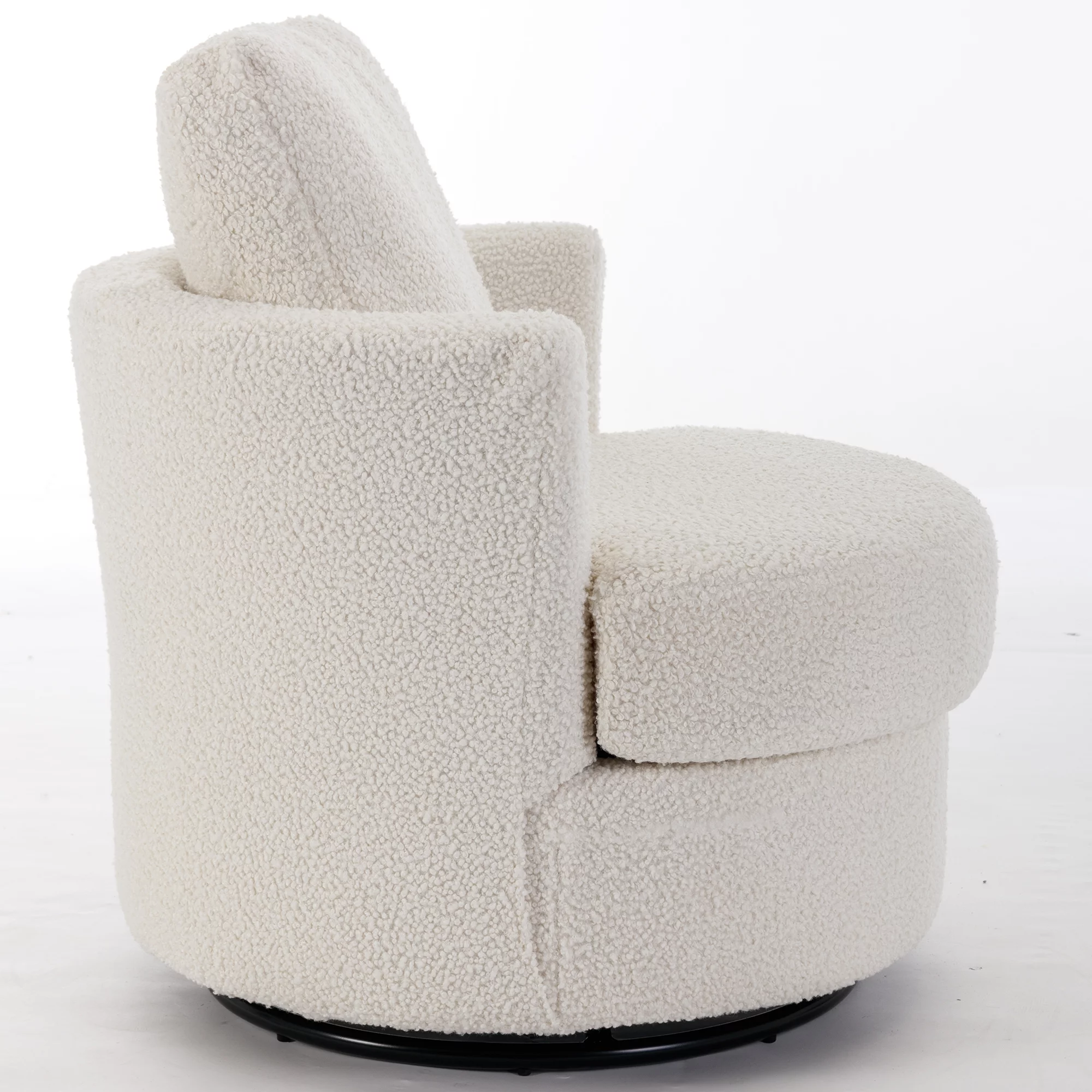 KINFFICT Swivel Barrel Chair, Upholstered Chenille Round Accent Arm Chairs, 360 Degree Swivel Single Sofa Armchair for Nursery Living Room Bedroom, Beige